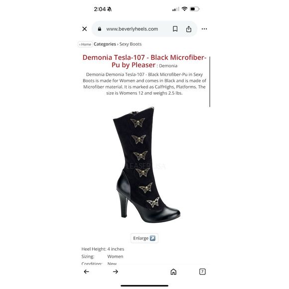 Demonia Women's Steampunk Skull & Butterfly Boots Black Size 6.5 Mid-Calf - Picture 11 of 12